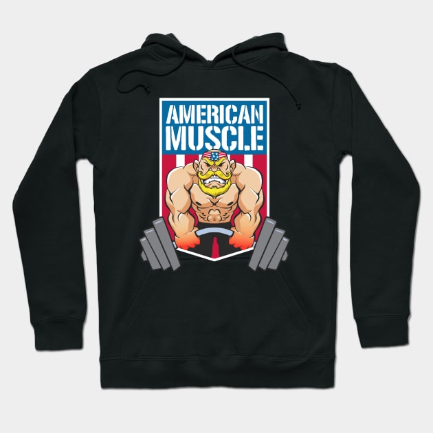 American Muscle Big Strong Muscular Man Bodybuilding Lifting weights Deadlifting Bulking in the gym Hoodie by Elerve